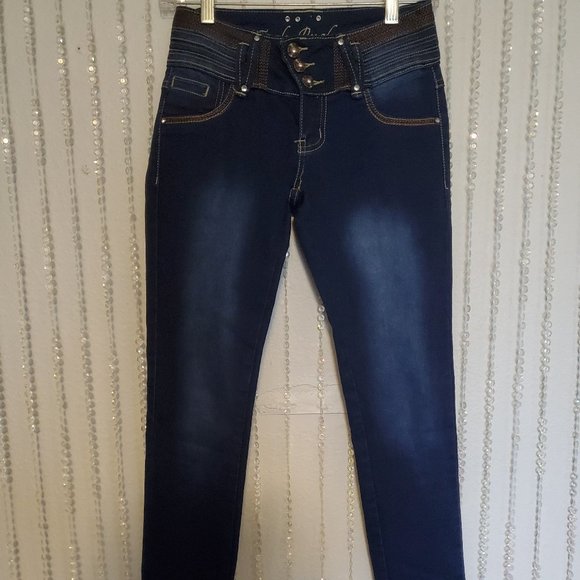 TUSH PUSH Jr. women dark wash stretch jeans size 1 - Picture 7 of 11